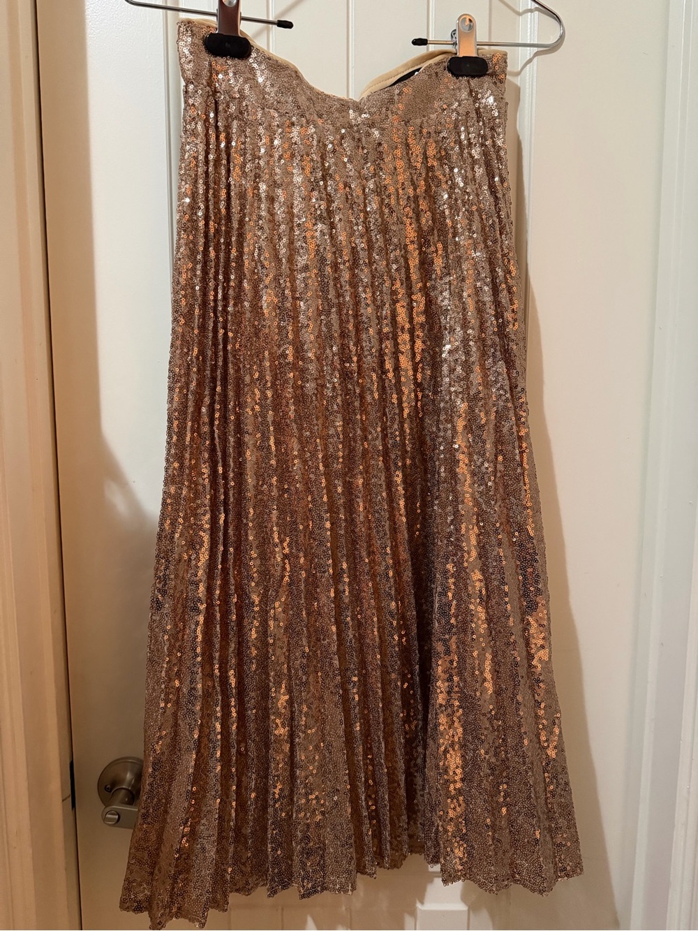Lulu's Rose Gold Pleated Sequin Maxi Skirt